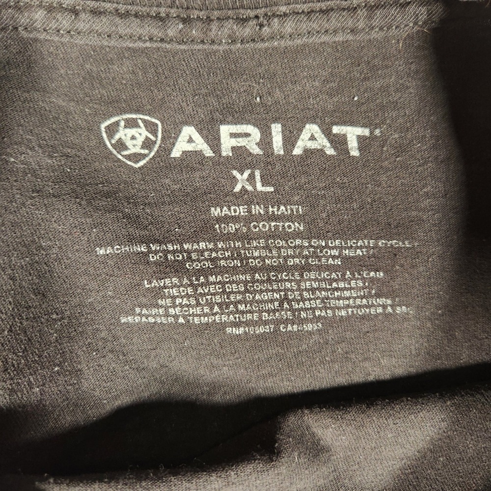 Ariat T-Shirt Mens XL Black Good Long Sleeve Mexican Flag Logo Graphic 90737 - Picture 4 of 8